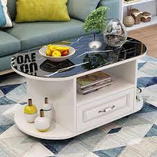 Industrial coffee table on wheels. Tempered Glass Top Coffee Table Oval Sofa Table With Wheels Drawer Storage Space Small Apartment Living Room Home Furniture Coffee Tables Aliexpress