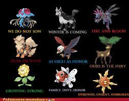 Pokemon The Great Houses Of Westeros Pokemon Westeros All Pokemon