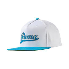 Puma Golf White Atomic Blue Script Snapback Cap Cap Snapback Cap Blue