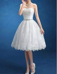 Find the perfect wedding dress for your big day. Custom Classic Ball Gown Strapless Knee Length Lace Short Wedding Dress Us 123 99 Idreambuy Com