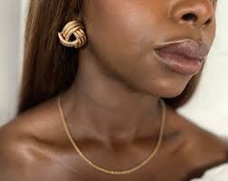 Gold Knot Earrings Gold Earrings Statement Earrings Gold Chunky Earrings  Triple Knot Earrings Gift for her Vintage Christmas Earrings