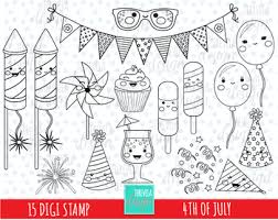 The size of the artboard for the each sunflowers is 4000x4000pixels. Fourth Of July Clipart 4th Of July Independence Day Black Line Kawaii