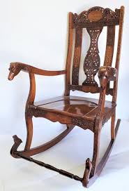 Dyed leather on hand carved frame. Sold Price Hand Carved Rocking Chair With Floral And Camel Design April 6 0120 9 00 Am Pdt