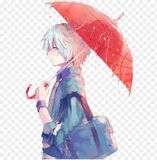 Child wearing blue hooded top and red backpack artwork, children, blue, sad, rain. Anime Boy With White Hair And Blue Eyes Png Image With Transparent Background Toppng