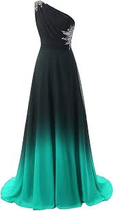 Black And Teal Dress Angela One Shoulder Ombre Long Evening Prom Dresses Chiffon Wedding Party Gowns Blackteal 2 In 2020 Teal Dress For Wedding Pretty Prom Dresses Teal Bridesmaid Dresses