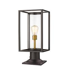 Filament Design 1 Light Deep Bronze And Outdoor Brass Outdoor Pier Mounted Fixture With Clear Glass Shade Hd Te54832 The Home Depot