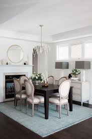 Brown And Blue Dining Room With Fireplace Transitional Dining Room Round Back Dining Chairs Dark Brown Dining Table Farmhouse Dining Room