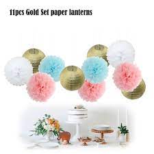 11pcs Gold Silver Mixed Set Wedding Decoration Hanging Paper Ball Lantern Tissue Paper Pom Pom Party Ceremony De Tissue Paper Pom Poms Paper Balls Paper Crafts