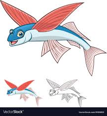 Flying Fish Vector Image On Vectorstock Fish Vector Happy Art Vector Free