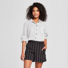 Black And White Striped Button Up Shirt Women S Women S Striped Long Sleeve Button Up Shirt Who What Wear Black White Xs Black White Stripe Striped Long Sleeve Women Long Sleeve Who What Wear