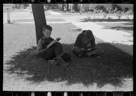 Boys Read Storybooks In The Shade Caldwell Idaho Dust Bowl Storybook Rural Life