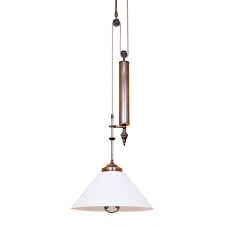 Rise and fall pendants are made from two parts , a pendant, suspended from a cord and matching counter balance weight. Nostalgic Rise Fall Pendant Light With Conic Glass Shade O 35 Cm Casa Lumi