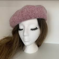 Boina vintage de fieltro de lana azul de 10 pulgadas