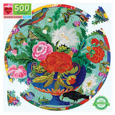 A jigsaw puzzle featuring matt sewell's original, quirky and charming interpretation of british birds. Bouquet Birds Round Jigsaw Puzzle 500 Pieces Eeboo