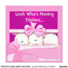 Triplets Girls Baby Shower Invitation Zazzle Com Baby Shower Invitations Baby Shower Invites For Girl Custom Baby Shower Invitations