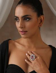 Ruby Silver Tone Ring