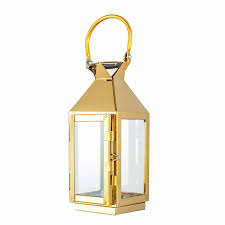 Punched tin can ornament with light. 8 Tall Metal Lantern Candle Holder Gold Leilaniwholesale