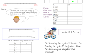 year 5 converting km m and miles km