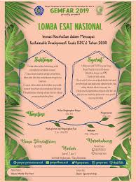 Esai merupakan sebuah tulisan yang memvisualkan pemikiran penulis terhadap suatu subjek tertentu. Lomba Essay Gemfar