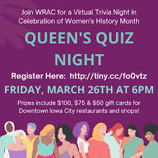 Hey ladies, it's time to celebrate our history! Women S Resource And Action Center Wrac Join Us Wrac Volunteers This Friday Night For A Virtual Trivia Night Celebrating The End Of Women S History Month Compete For Your Chance To Win