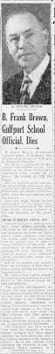 Benjamin Frank Brown obituary, part 1