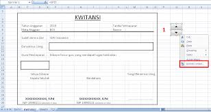 Membuat format kwitansi di sheet 2 agar dapat memudahkan anda didalam melakukan pengisian rumus silahkan anda buat format kwitansi seperti gambar diatas. Tutorial Cara Membuat Kwitansi Dana Bos Otomatis Di Excel Sanjayaops