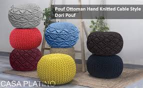 16x16 genuine hair on hide pouf $149.99 compare at $240 see similar styles. Amazon Com Casa Platino Pouf Ottoman Hand Knitted Cable Style Dori Pouf Macrame Pouf Cotton Braid Cord Handmade Hand Stitched Truly One Of A Kind Seating 20
