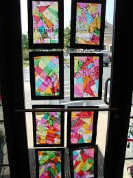 Stained Glass Collage Tissue Paper Art Art Classroom Kids Art Projects