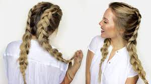How To Do Double Dutch Braids With Extensions Kim Kardashian Inspired Braids Hair Style Haar Styling Franzosisch Geflochtene Frisuren Dutch Braid Frisuren