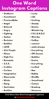 880 One Word Instagram Captions For Lovers Bf Gf Brother Sisters