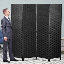 Maybe you would like to learn more about one of these? Wood Room Divider Wall Folding Screen Partitions 4 Panel Folding Screen 6 Feet Foldable Panels Mesh Weave Partition Portable Freestanding Room Dividers Double Weave With Two Way Hinges Black Buy Online In Antigua And