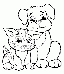 Cat sleeps in his basket. Puppy And Kitten Coloring Page Coloring Home