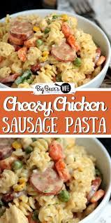 Cheesy Chicken Pasta That Is A Homemade Version Of The Frozen Cheesy Chicken Pastas You Find At The Groce Chicken Sausage Recipes Recipes Chicken Sausage Pasta