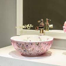 Update your bathroom with a vessel sink from signature hardware. Flower And Bird Pink Color Bathroom Lavabo Ceramic Counter Top Wash Basin Cloakroom Porcelain Vessel Sink Wash Basin Sink Bathroom Sinks Aliexpress