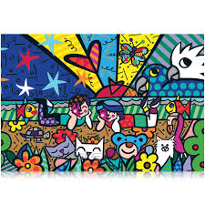 Romero britto é um artista pop que usa cores vibrantes e estampas fortes, com uma linguagem de esperança e felicidade. Quebra Cabeca Romero Brito Mias Garden 150 Pecas Grow E Bom Vale A Pena