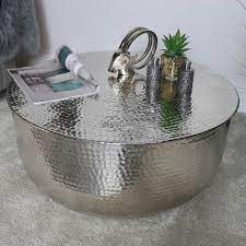 Searching summary for hammered metal round coffee tables. Large Round Silver Metal Coffee Table