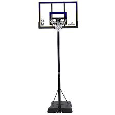 Basketball is a team sport in which two teams, most commonly of five players each, opposing one another on a rectangular court, compete with the primary objective of shooting a basketball (approximately 9.4 inches (24 cm) in diameter) through the defender's hoop. Spalding Nba 44 Polycarbonate Portable Backboard Target