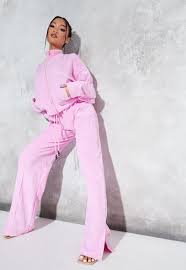 Sean John X Missguided Pink Velour Wide Leg Pants Missguided