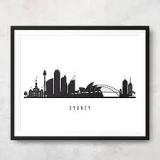 Sydney Skyline Printable Sydney Black White Wall Art Etsy Sydney Skyline Black And White Wall Art Etsy Wall Art