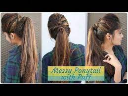 How To Messy Ponytail With Puff Hairstyle Diy Easy Hairstyle For Collage Work Party Youtube Forworkeasyhairstyle Hair Puff Easy Hairstyles Messy Ponytail
