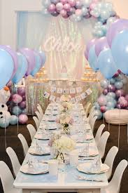 Details in birthday cake table along with frozen party supplies. Disney Frozen Themed Birthday Party Pretty My Party Party Ideas