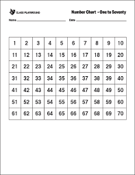 Printable Number Chart 1 70 Number Chart Printable