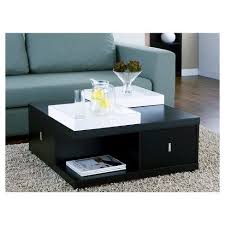 Are you looking for a coffee table that has storage space for your books and magazines? Angelia Modern Coffee Table With Serving Trays Black White Iohomes Black Square Coffee Table Coffee Table Square Coffee Table With Storage