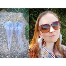 Long Grey Feather Earrings, Real Soft Fluffy Feathers, Boho Jewelry Gold  Silver Dangle Clip