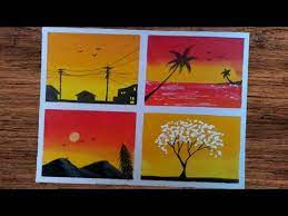 5o lukisan dan gambar pemandangan alam yang sangat menginspirasi. Cara Mudah Menggambar Dan Mewarnai Dengan Crayon 4 Type Sunset Gambar17 Youtube Tutorial Melukis Kanvas Lukisan Mudah Gambar Pastel