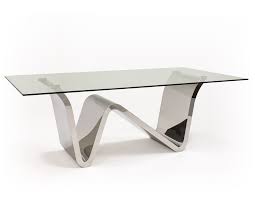 Waverly Dining Table Truly Unique Modern Glass Table With Metal Base Wave Shaped Base Conference Table Glass Conference Table Modern Glass