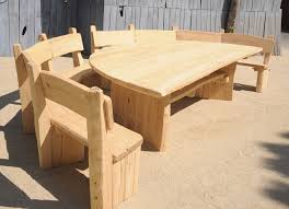 In general, both round and square tables for four can fit comfortably on patios that are at least 10 by 10 feet (3 by 3 meters). Semi Circular Bench Made Of Wood Ziegler Spielplatze