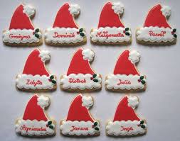 Santa S Hat With Names Cookies Personalized Christmas Cookies Christmas Cookies Decorated Christmas Sugar Cookies