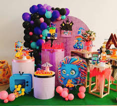 I love how the polka dots and stripes compliment each other. Beautiful Super Monster Themed Party Decoration Ideas Facebook
