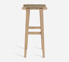 Natural wood chair stools for dorms. Fenton Woven Backless Leather Bar Counter Stools Pottery Barn